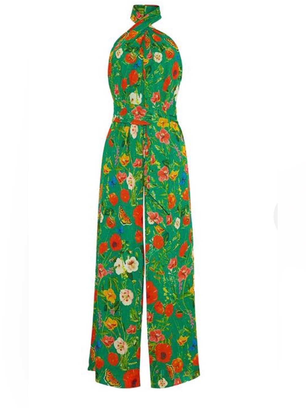 Cara Cara Marion Silk Jumpsuit in Garden Green XS